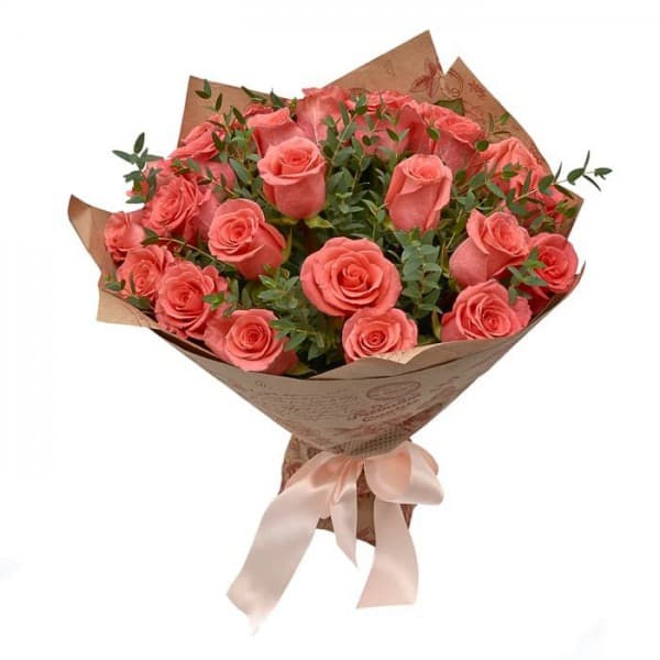 Букет из розы и эвкалипта фото