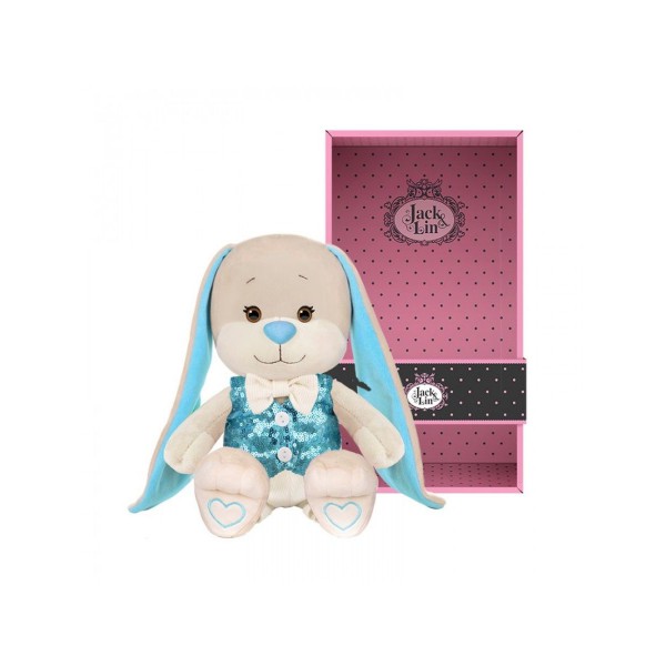 Зайка Жак в голубой жилетке и белых брюках 25 см фото 2