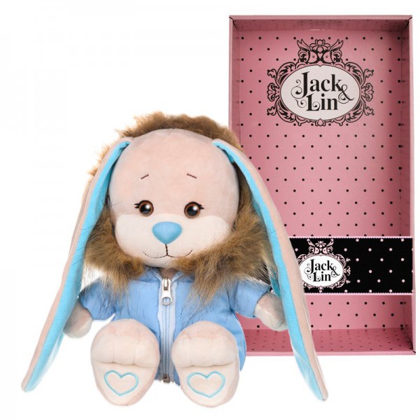 Зайка Жак в голубой зимней куртке 25 см фото 2