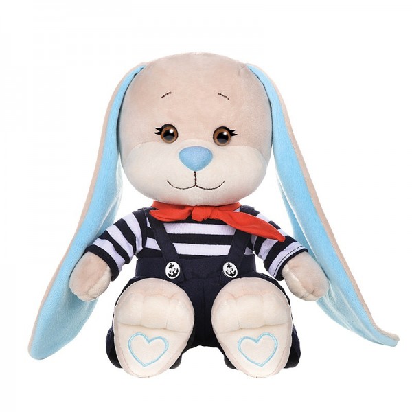 Зайка Жак в полосатой кофточке и синих штанах 25 см фото 1