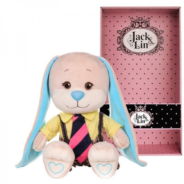 Зайка Жак в желтой рубашке и полосатом галстуке 25 см фото 2