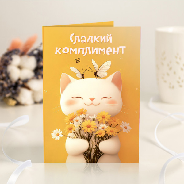 Открытка 4 шоколадки "Сладкий комплимент" фото