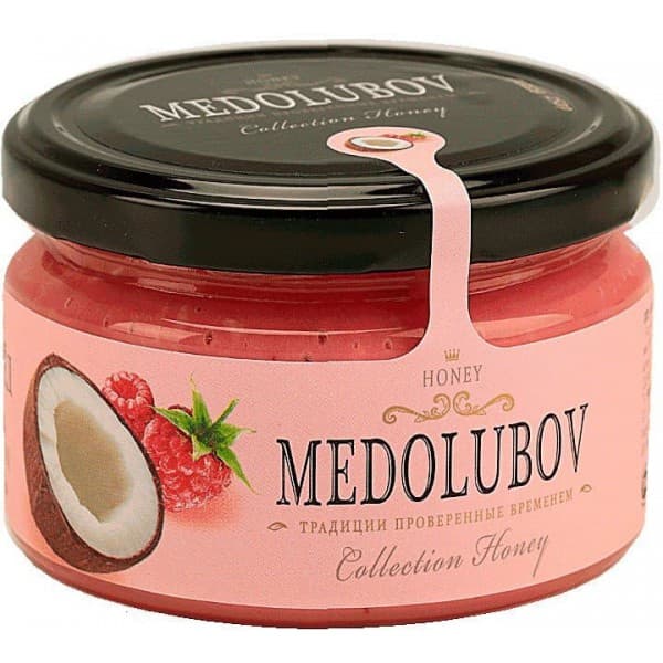 Крем-мёд Медолюбов малина с кокосом, 250 мл фото