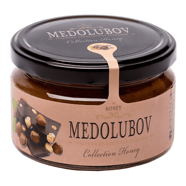 Крем-мёд Медолюбов фундук с шоколадом, 250 мл фото
