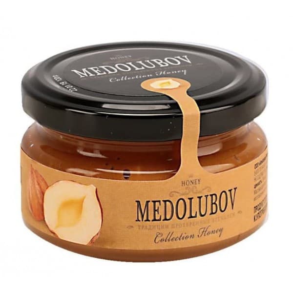 Крем-мёд Медолюбов с фундуком (темный), 250 мл фото