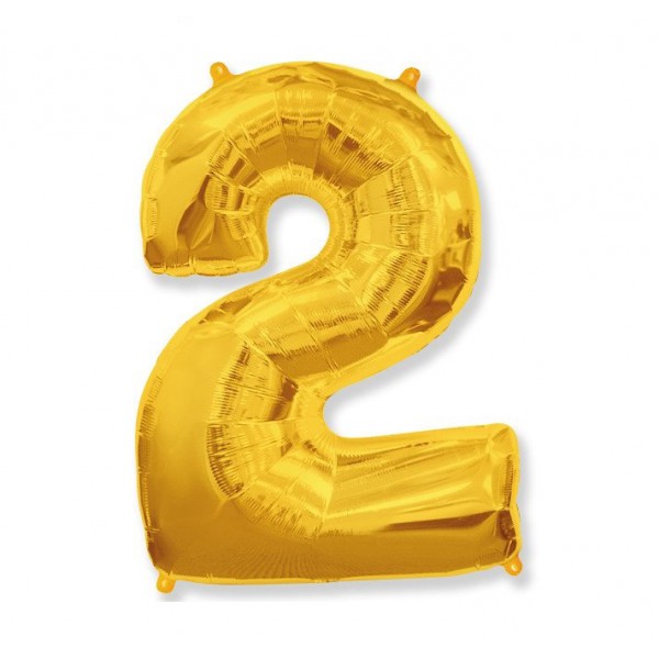 Цифра "2" золото 40" / 102 см фото