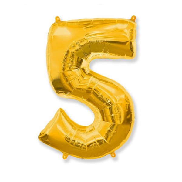 Цифра "5" золото 40" / 102 см фото