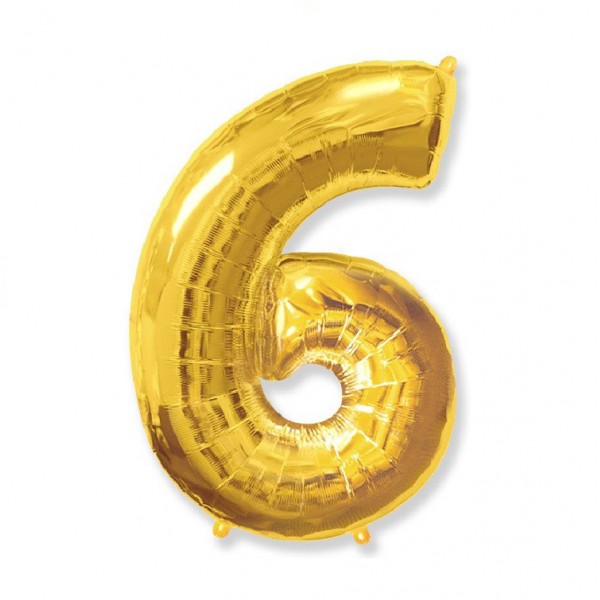 Цифра "6" золото 40" / 102 см фото