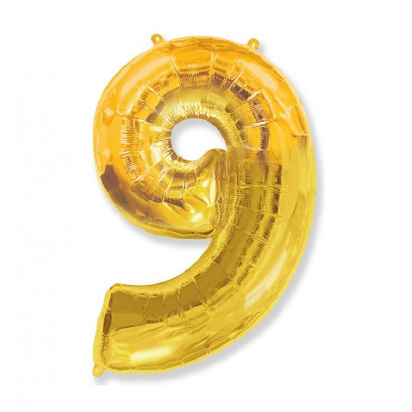 Цифра "9" золото 40" / 102 см фото