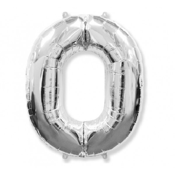 Цифра "0" серебро 40" / 102 см фото