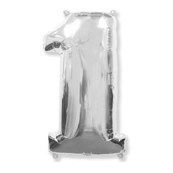 Цифра "1" серебро 40" / 102 см фото