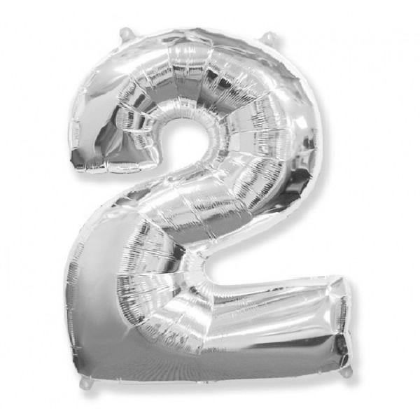 Цифра "2" серебро 40" / 102 см фото