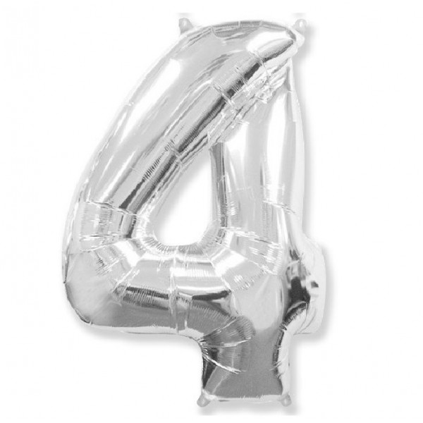 Цифра "4" серебро 40" / 102 см фото