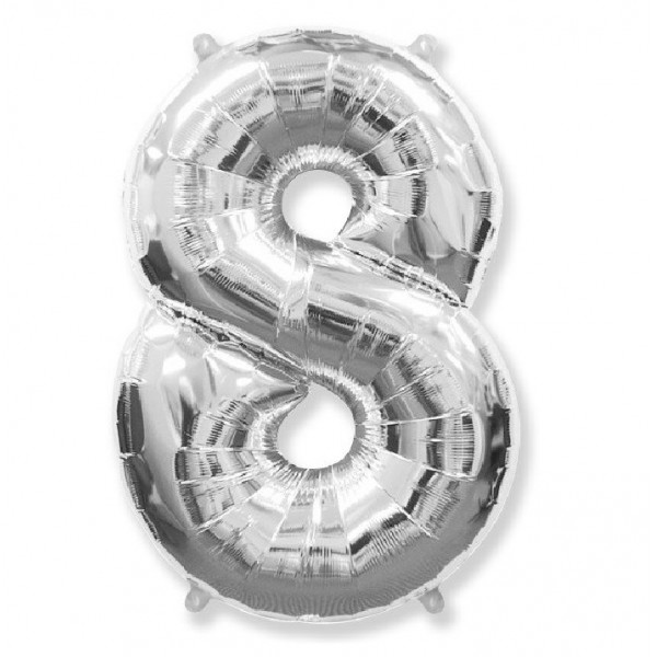 Цифра "8" серебро 40" / 102 см фото