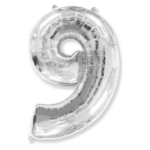 Цифра "9" серебро 40" / 102 см фото