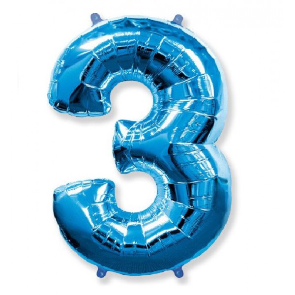 Цифра "3" синий 40" / 102 см фото