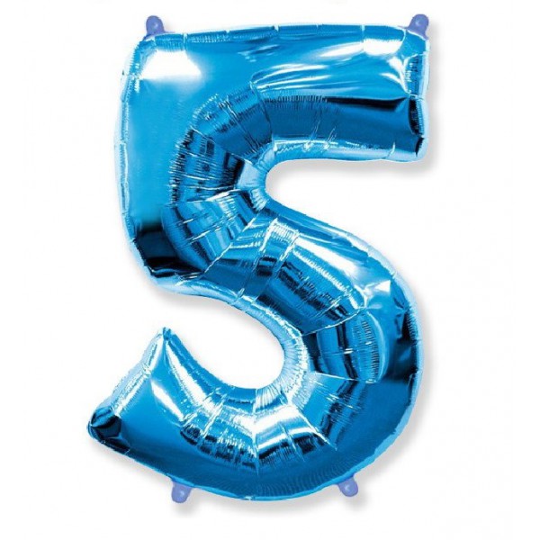 Цифра "5" синий 40" / 102 см фото