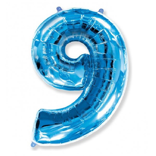 Цифра "9" синий 40" / 102 см фото