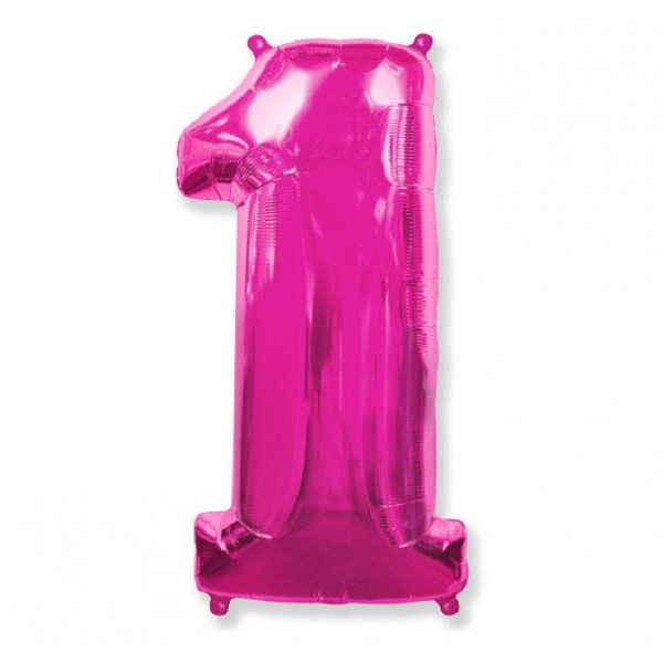 Цифра "1" фуксия 40" / 102 см фото