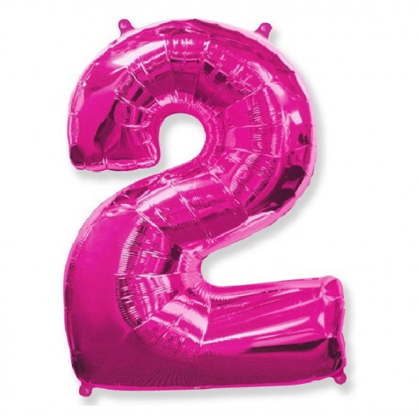 Цифра "2" фуксия 40" / 102 см фото