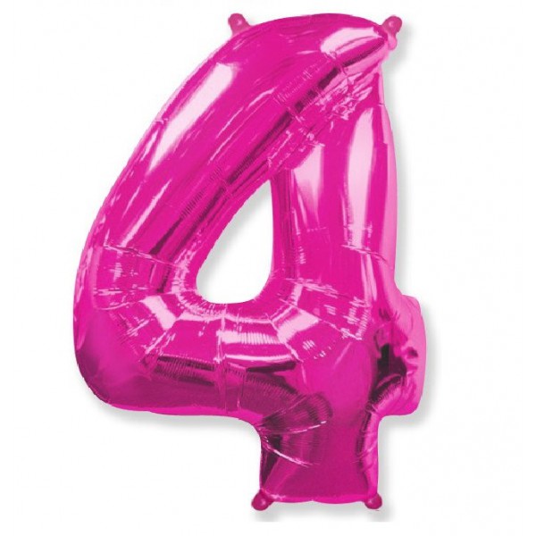 Цифра "4" фуксия 40" / 102 см фото