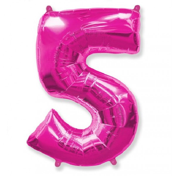 Цифра "5" фуксия 40" / 102 см фото