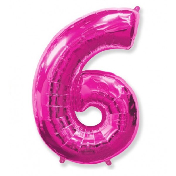 Цифра "6" фуксия 40" / 102 см фото