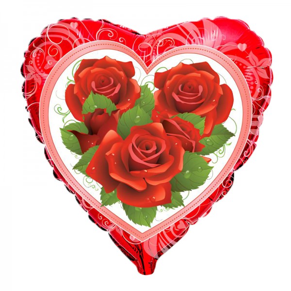 Розы, фольгированный шар 18"/48 см фото