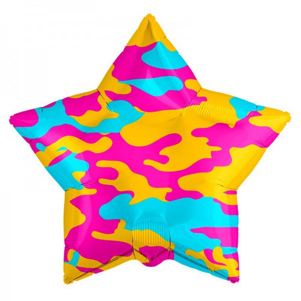 Звезда Камуфляж гламурный, фольгированный шар 18"/46 см фото