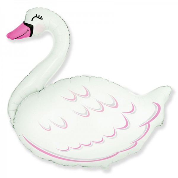Белый лебедь, фольгированный шар 32"/81 см фото