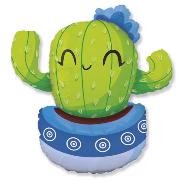 Кактус голубой, фольгированный шар 36"/91 см фото