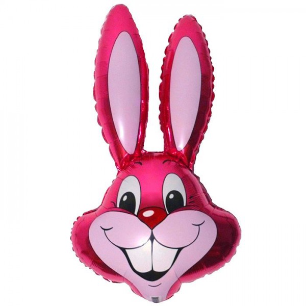 Заяц (фуксия) голова, фольгированный шар 35"/89 см фото