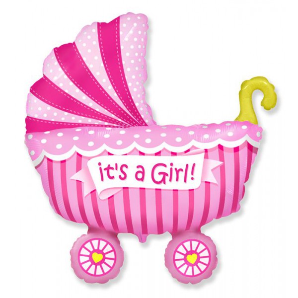 Коляска Это девочка, фольгированный шар 36"/91 см фото