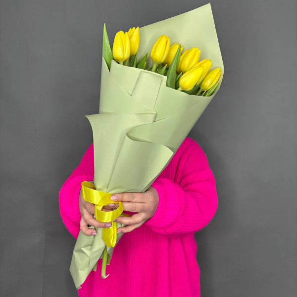Букет из 9 желтых тюльпанов фото 1