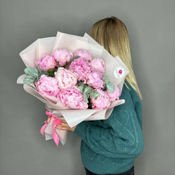 Букет из 11 розового пиона фото 1