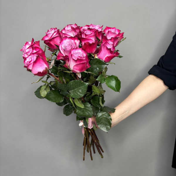 Букет из 15 фиолетовых роз фото 3