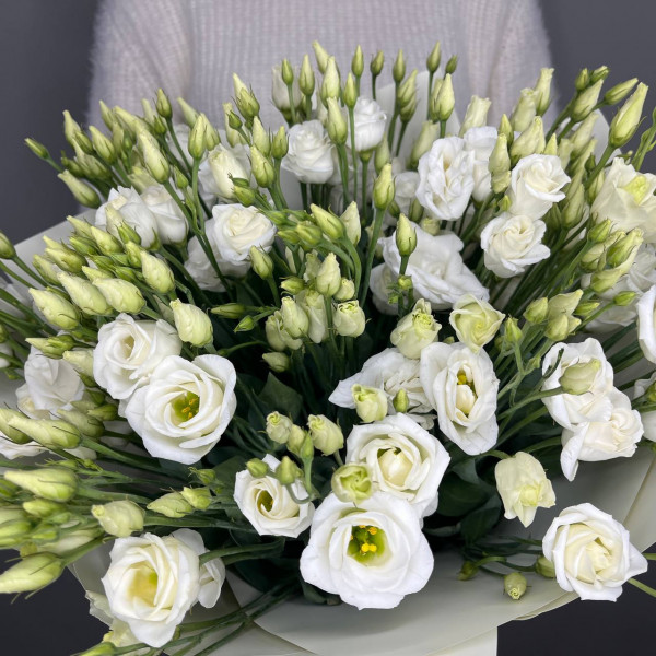 Букет из 15 белых эустом фото 3