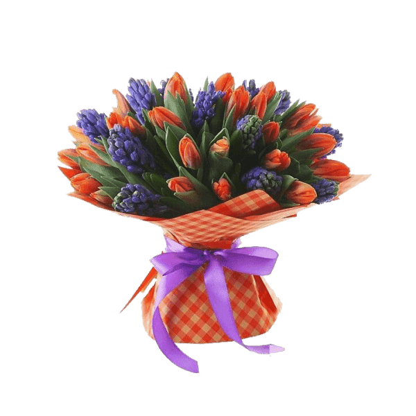 Букет из гиацинтов и тюльпанов фото 1