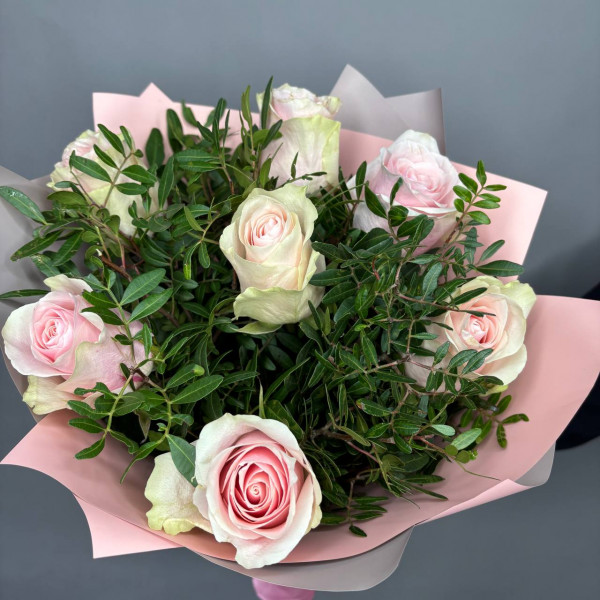 Букет из 7 нежно розовых роз фото 3