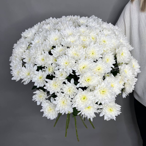 Букет из 25 белых хризантем фото 2