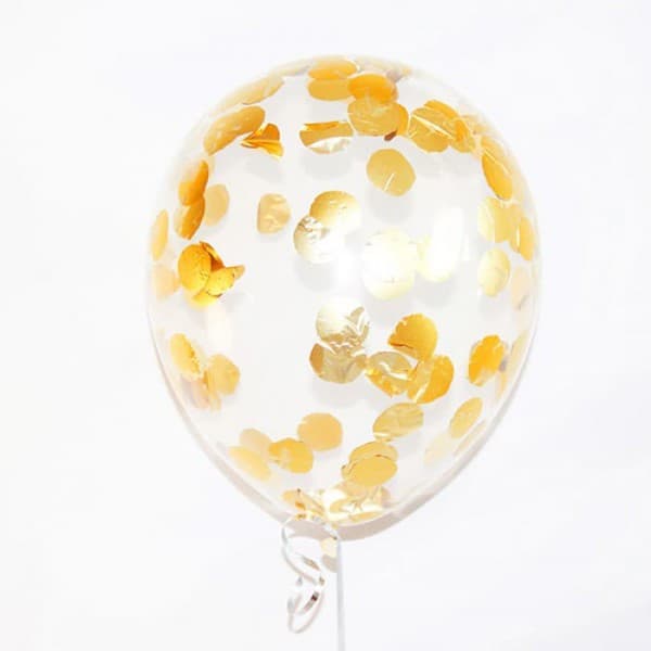 Латексный шар прозрачный с Конфетти Золото 12"/30 см + гелий + HI-FLOAT* фото 2
