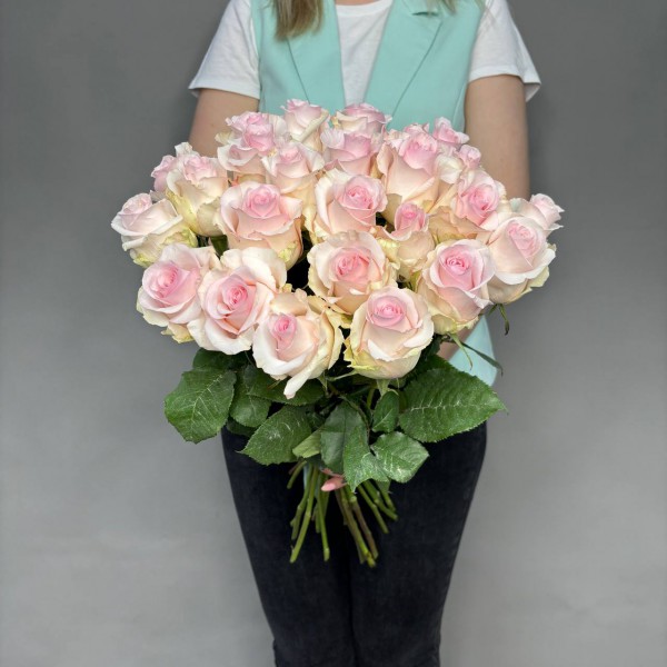 Букет из 25 светло-розовых роз фото 3