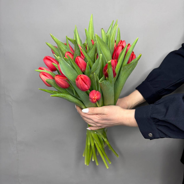 Букет из 25 красных тюльпанов фото 3