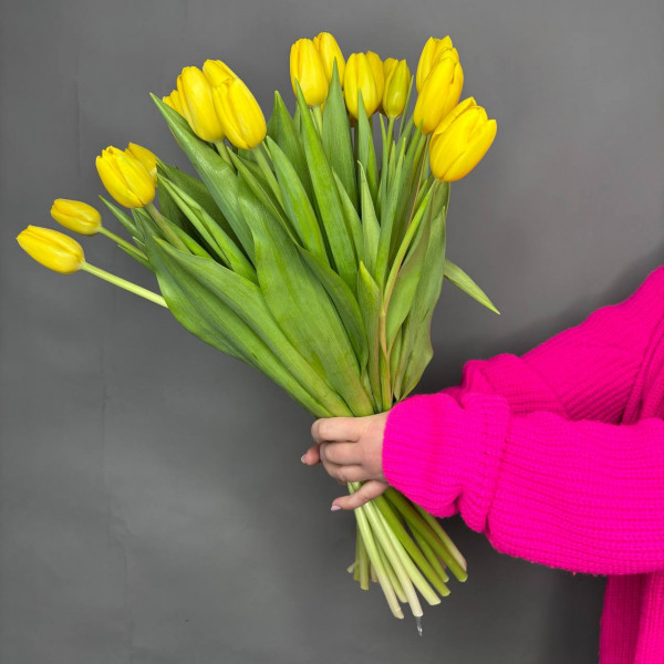 Букет из 25 желтых тюльпанов фото 3