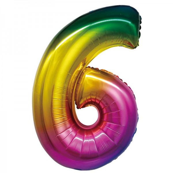 Цифра "6" радуга 34" / 88 см фото