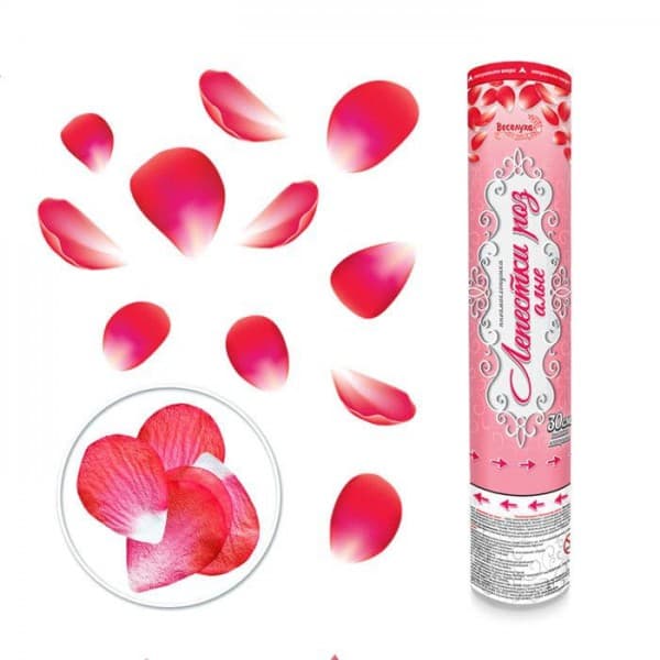 Пневмохлопушка Лепестки роз алые 30 см фото