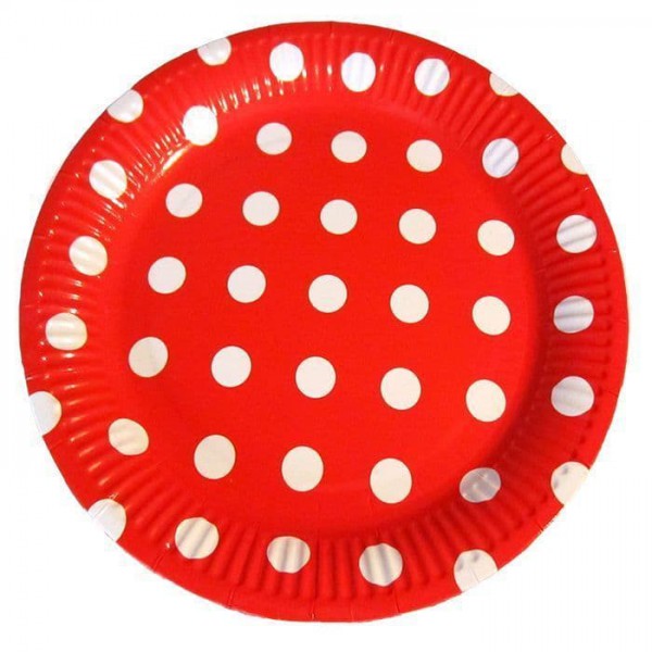 Тарелки "Горох. Белый на красном" фото