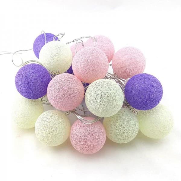 Гирлянда "Хлопковый шар" / 20 led розовые фото 1