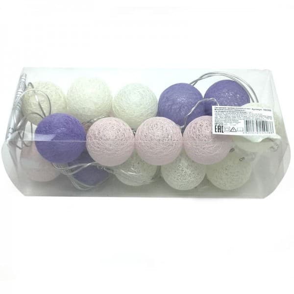 Гирлянда "Хлопковый шар" / 20 led розовые фото 2