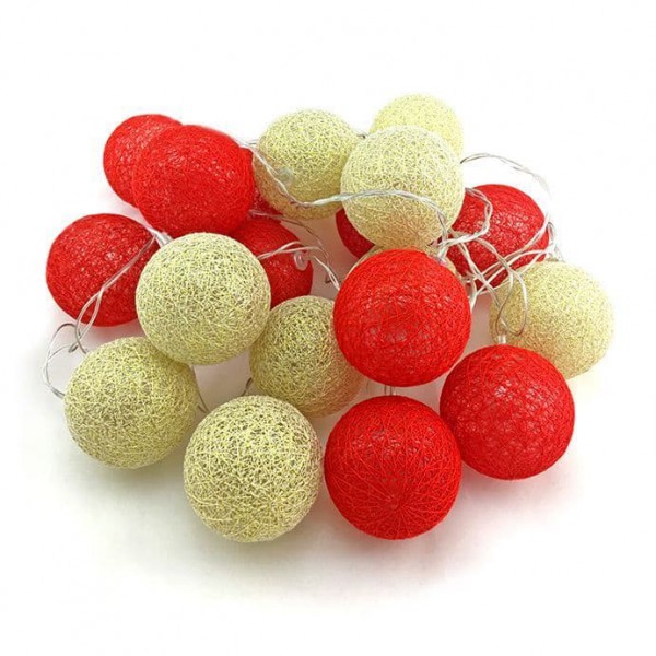Гирлянда "Хлопковый шар" / 20 led красно-золотой фото 1